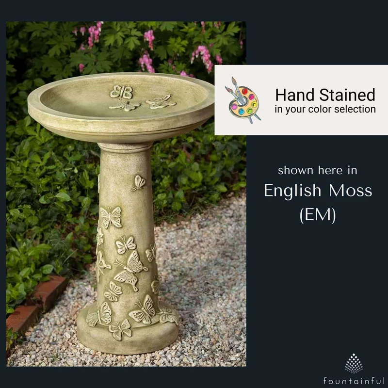Butterflies are Free Concrete Bird Bath - Campania #B145