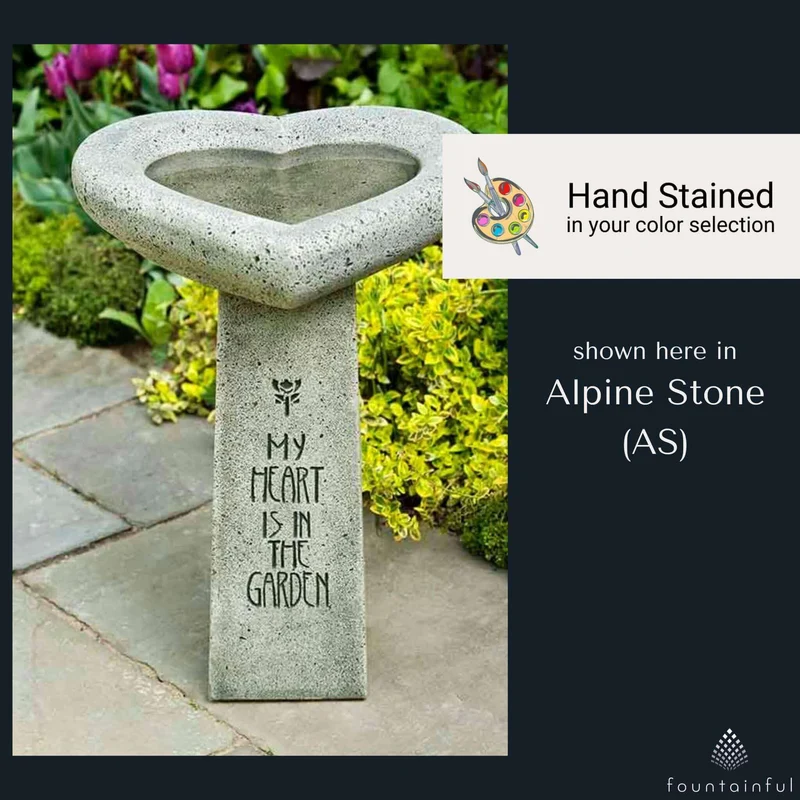 My Heart is in the Garden Concrete Bird Bath - Campania #B115
