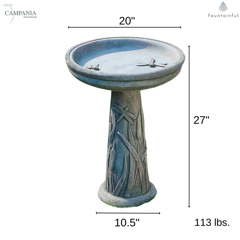 Dragonfly Concrete Bird Bath - Campania #B056