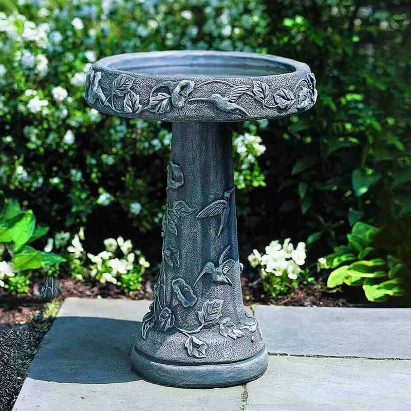 Hummingbird Concrete Bird Bath - Campania #B034