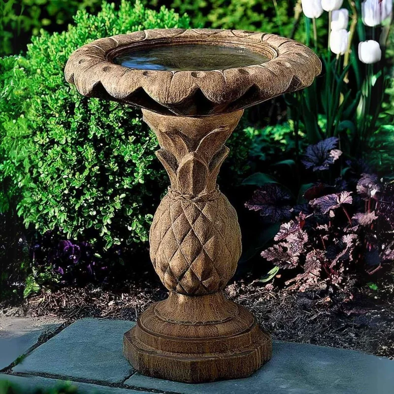 Pineapple Concrete Bird Bath - Campania #B013