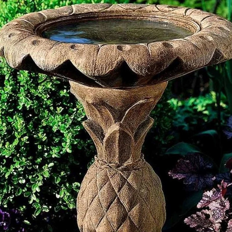 Pineapple Concrete Bird Bath - Campania #B013