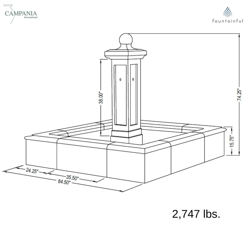Luberon Concrete Estate Fountain - Campania #FT315