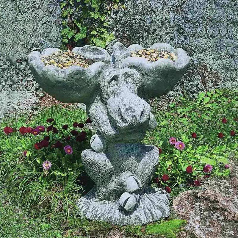 Moose Concrete Bird Bath and Feeder - Campania #B047