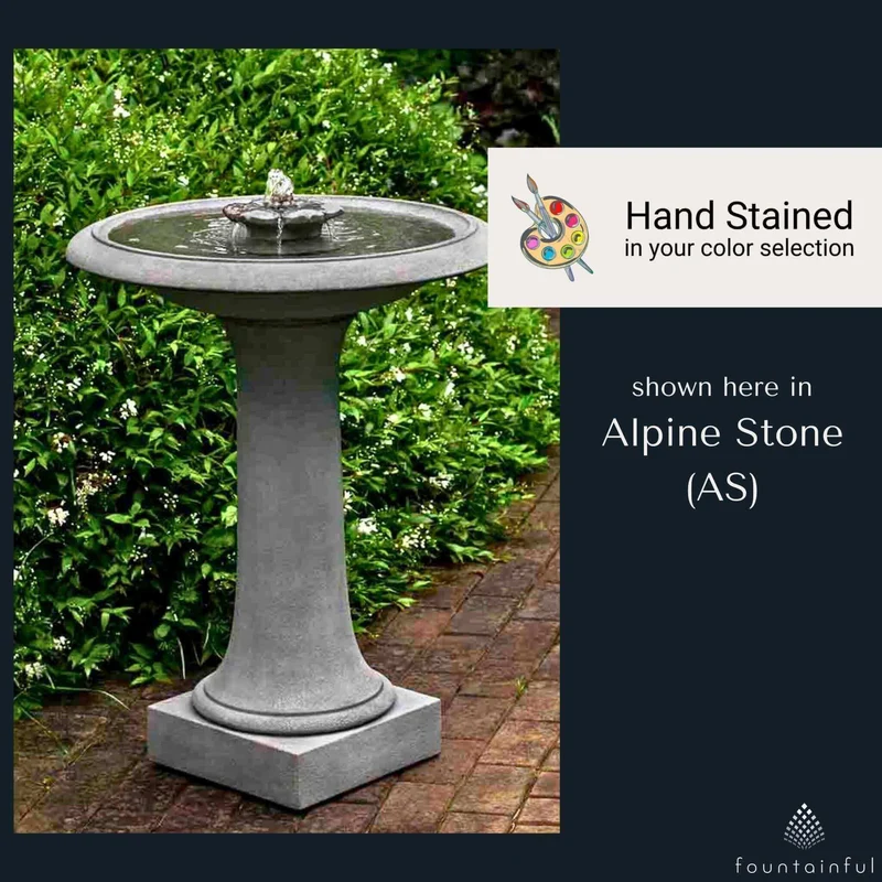 Camellia Concrete Birdbath Fountain - Campania #FT311