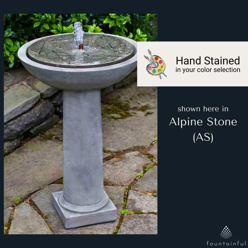 Hydrangea Leaves Concrete Birdbath Fountain - Campania #FT248