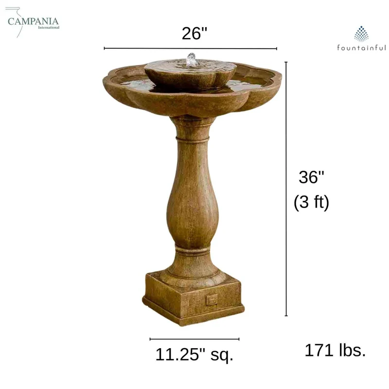 Flores Pedestal Concrete Fountain - Campania #FT180