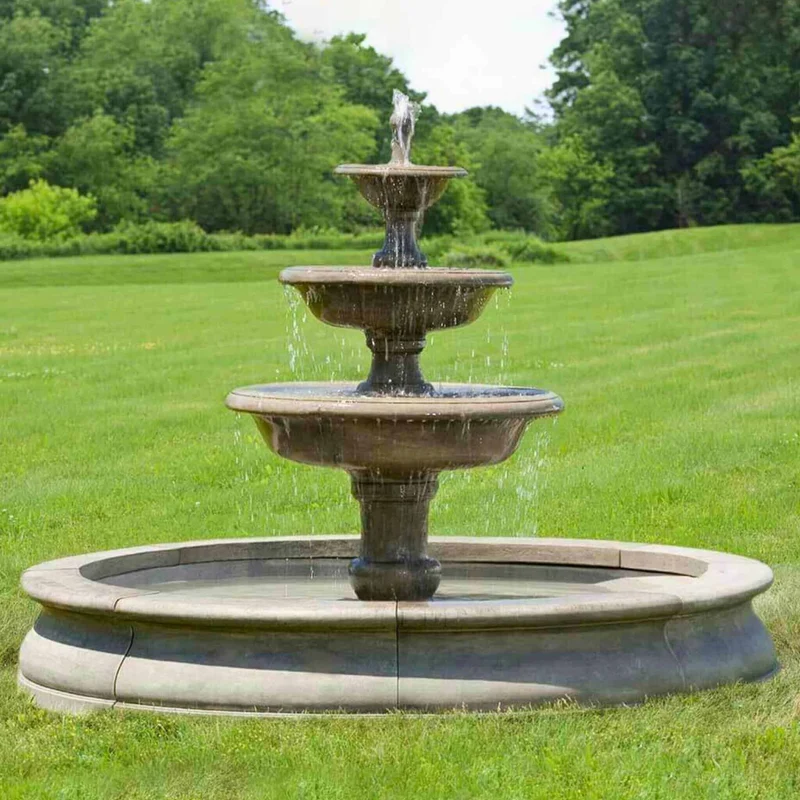 Newport 3-Tier Concrete Fountain - Campania #FT0124