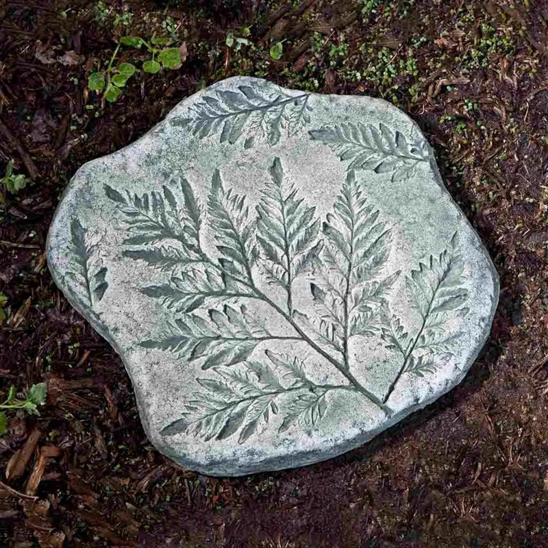 Fossil Fern Concrete Round Stepping Stone - Campania #E116