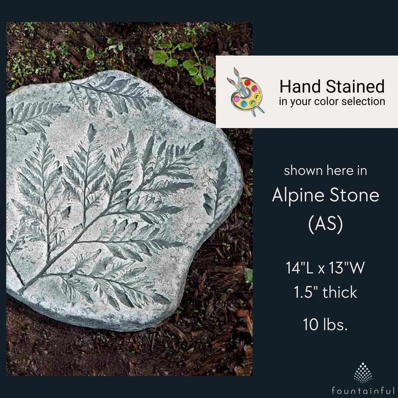 Fossil Fern Concrete Round Stepping Stone - Campania #E116