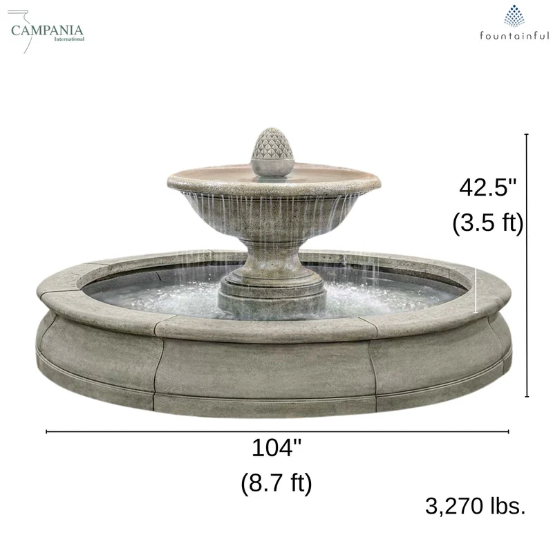 D'Este Acorn Finial Concrete Estate Fountain - Campania #FT424