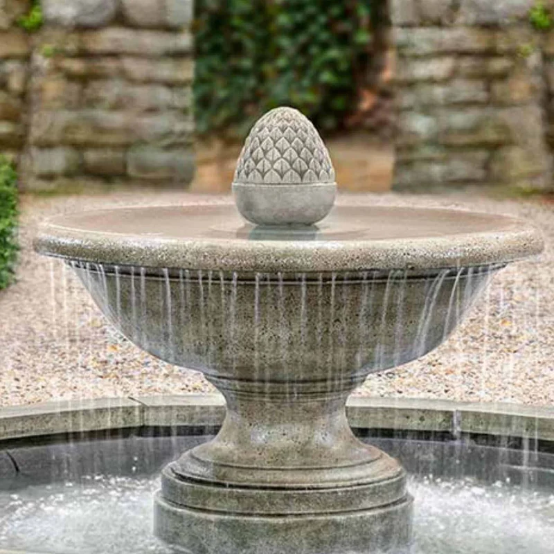 D'Este Acorn Finial Concrete Estate Fountain - Campania #FT424