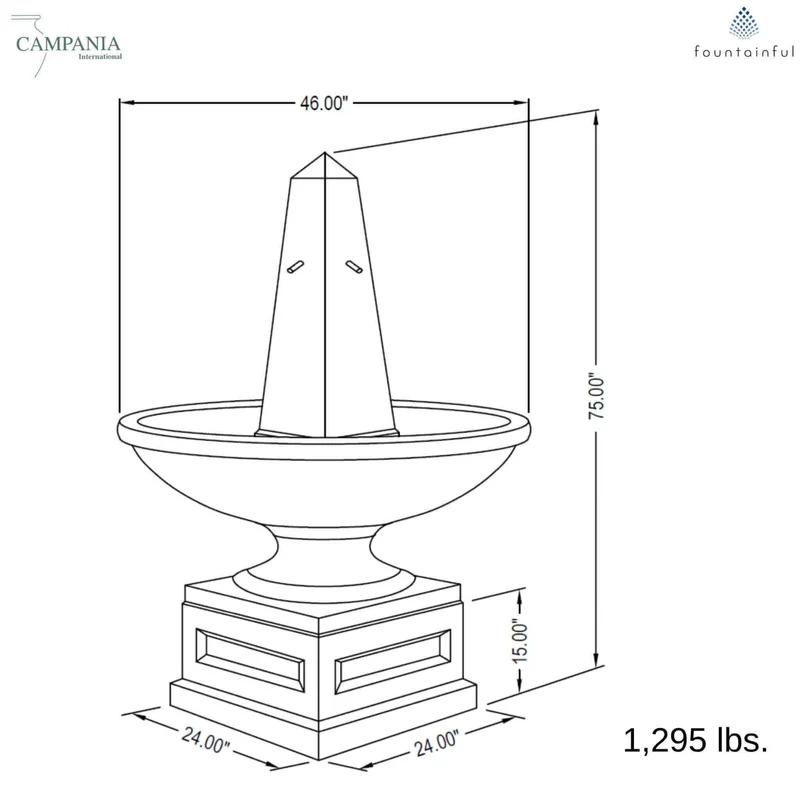 Condotti Obelisk Concrete Fountain - Campania #FT293