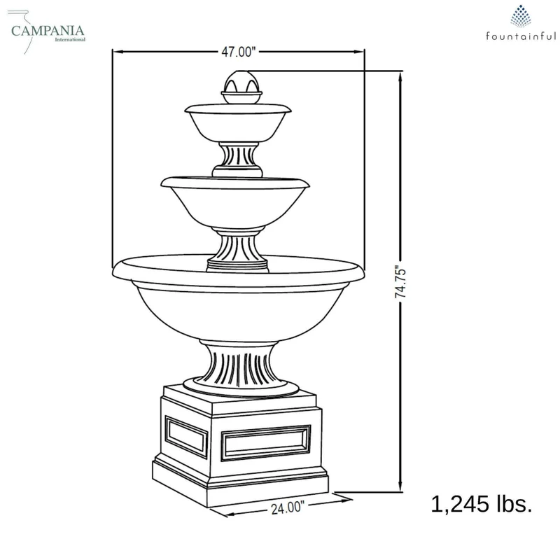 Fonthill 3-Tier Concrete Fountain - Campania #FT271