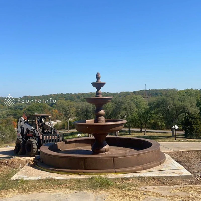 The Monticello 3-Tier Concrete Fountain w/ Pool - Massarellis #3703
