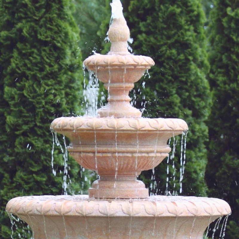 Chanticleer 3-Tier Concrete Fountain w/Pool - Massarellis #3722