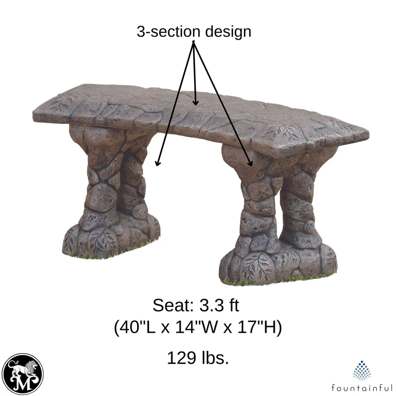 The Stone Concrete Garden Bench - Massarellis #4204
