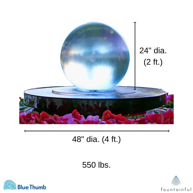 Crystal Sphere (24") Water Fountain - Complete Kit - Blue Thumb