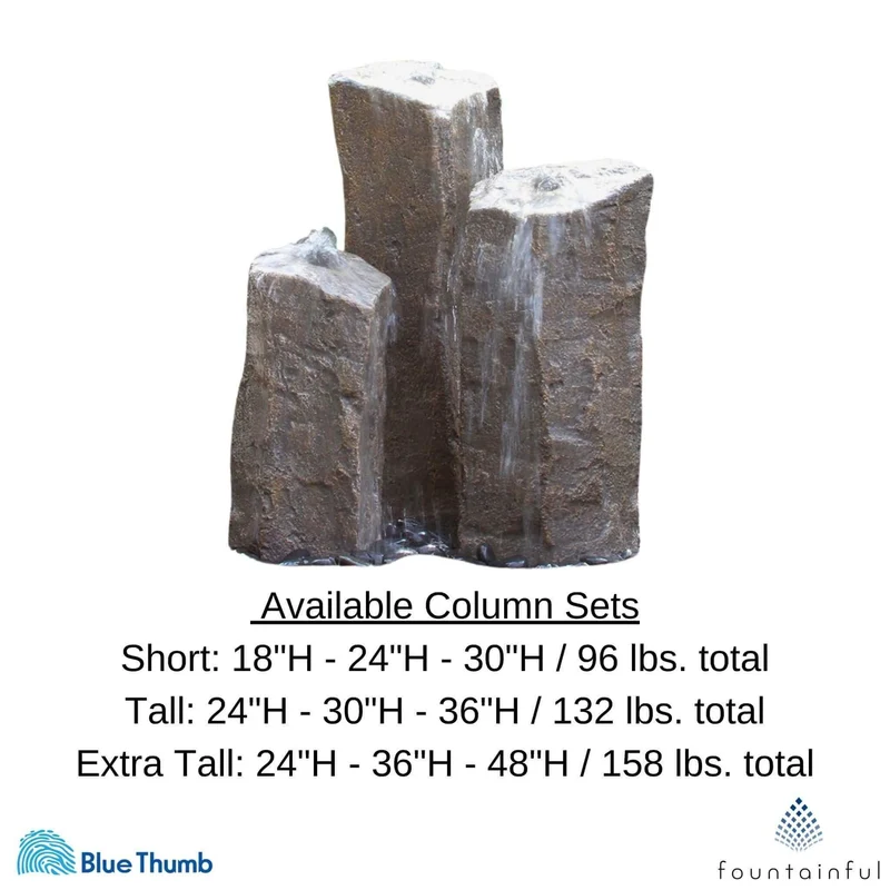 Triple "Basalt" GFRC 3-Boulder Fountain - Complete Kit - Blue Thumb