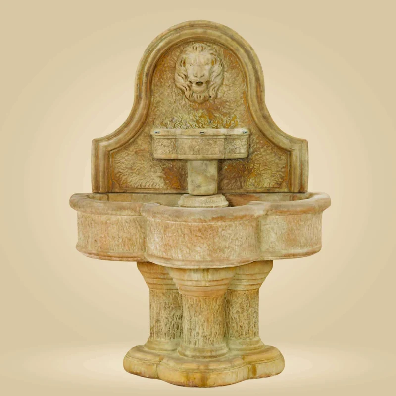 Luccan Lion Head Concrete Wall Fountain - Giannini #1139