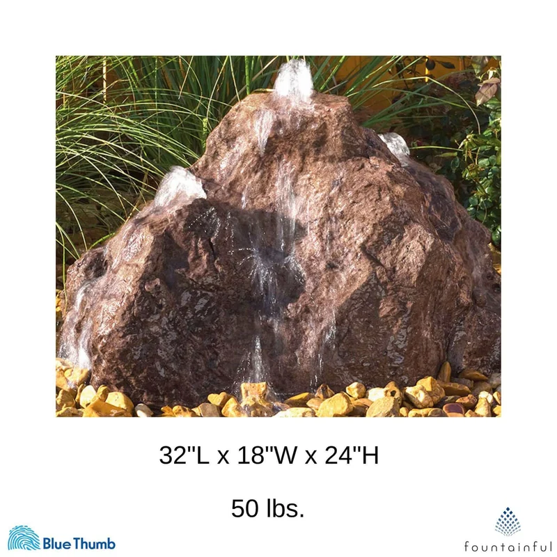 Triple Cascade GFRC Boulder Fountain - Blue Thumb