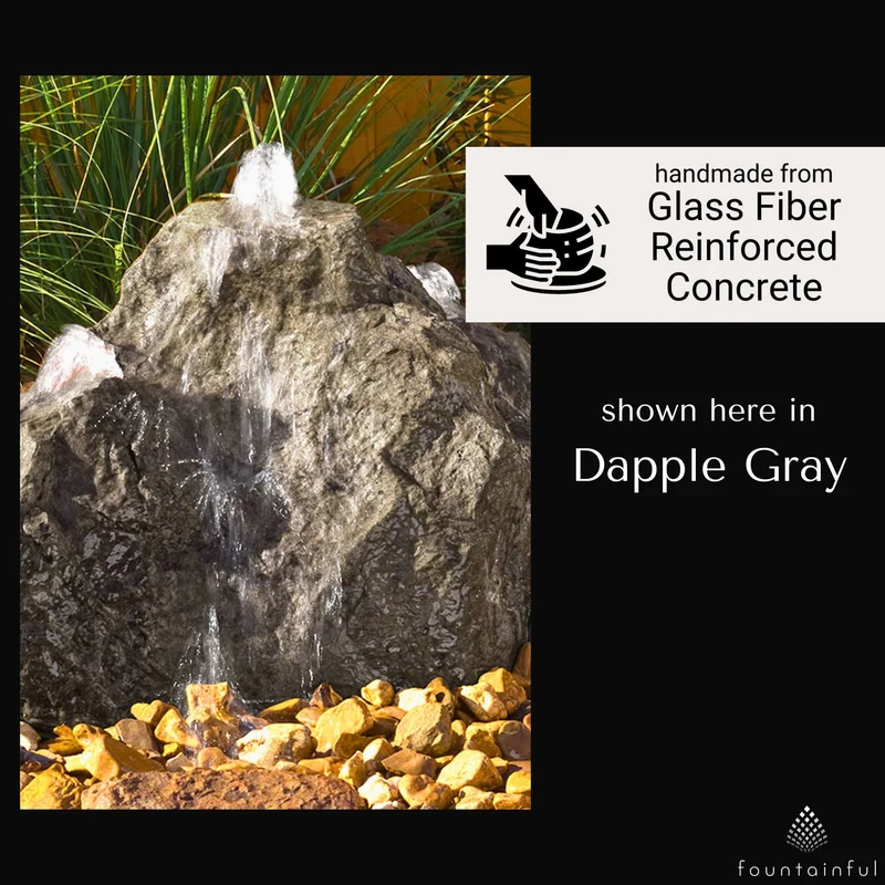 Triple Cascade GFRC Boulder Fountain - Blue Thumb