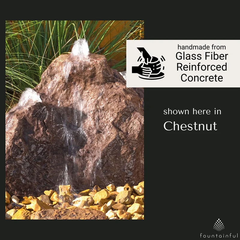 Triple Cascade GFRC Boulder Fountain - Blue Thumb