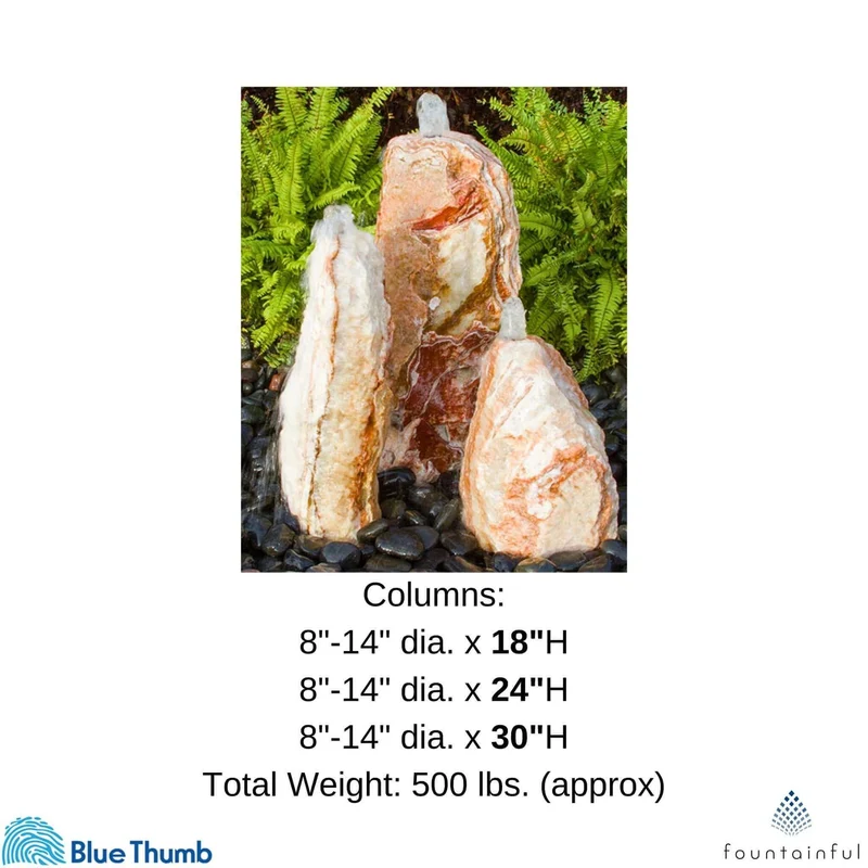 Chiseled "Sunset" 3-Column Stone Fountain - Complete Kit - Blue Thumb