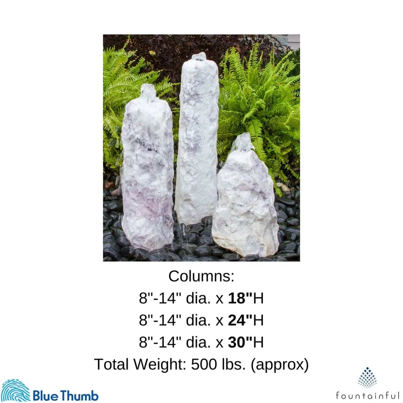 Chiseled "Lilac" 3-Column Stone Fountain - Complete Kit - Blue Thumb