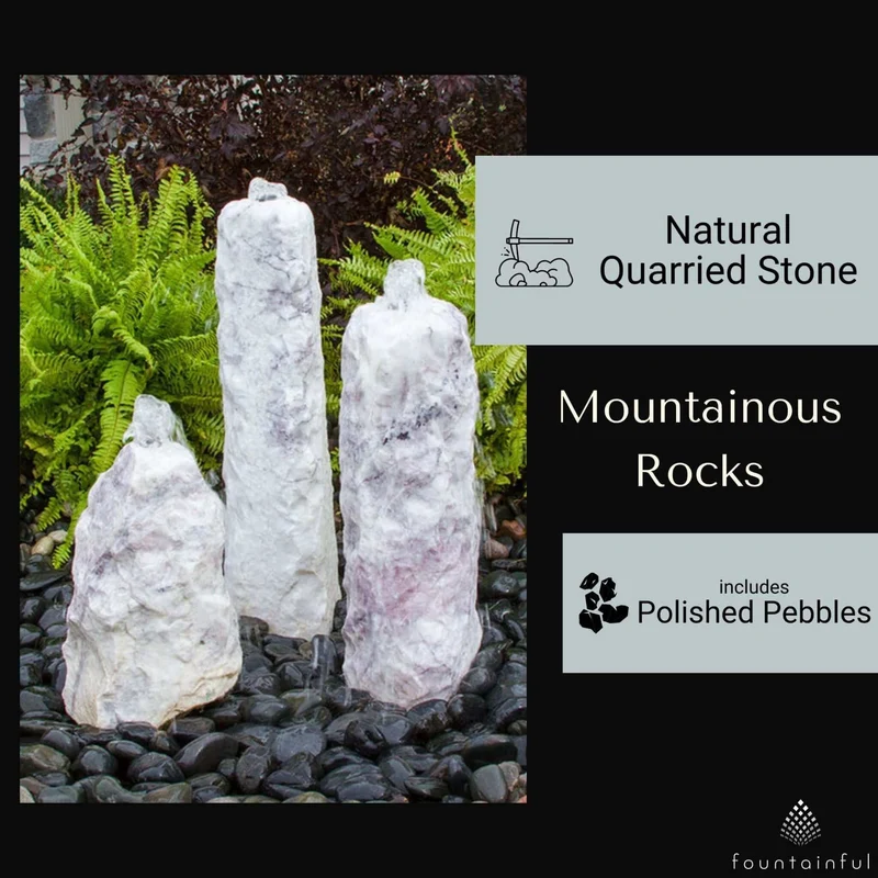 Chiseled "Lilac" 3-Column Stone Fountain - Complete Kit - Blue Thumb