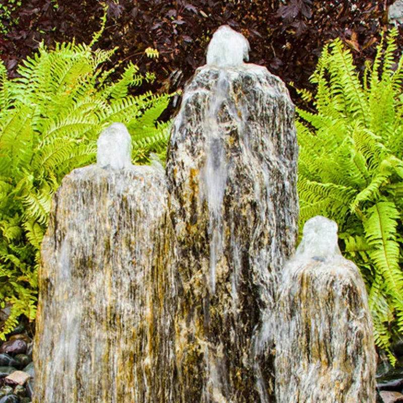 Chiseled "Beachcomber" 3-Column Stone Fountain - Complete Kit - Blue Thumb