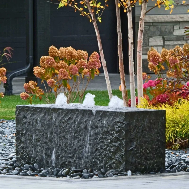 Basalt Block "Yasuyuki" Triple Drilled Fountain - Complete Kit - Blue Thumb