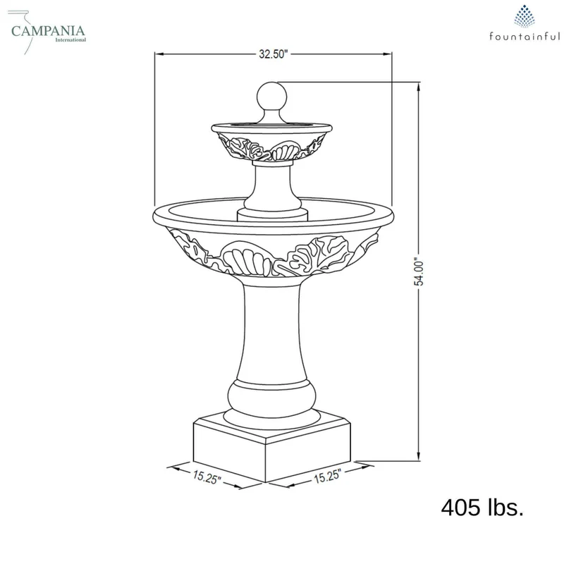 Acanthus 2-Tier Concrete Fountain - Campania #FT191