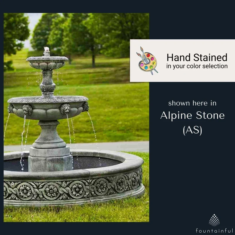 Parisienne 2-Tier Lion Head Concrete Fountain - Campania #FT184