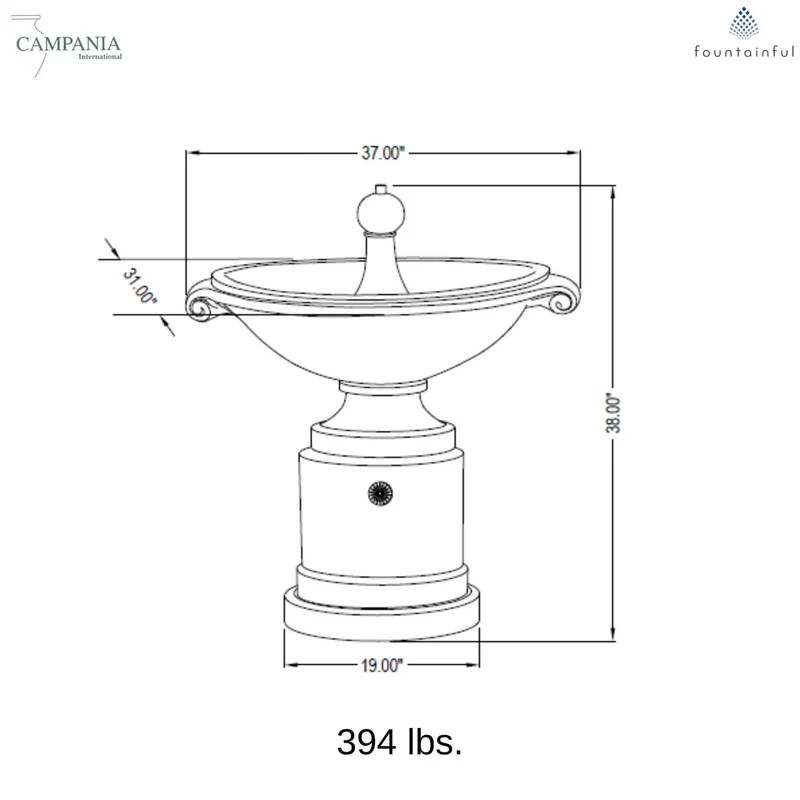 Medici Ellipse Concrete Fountain - Campania #FT53