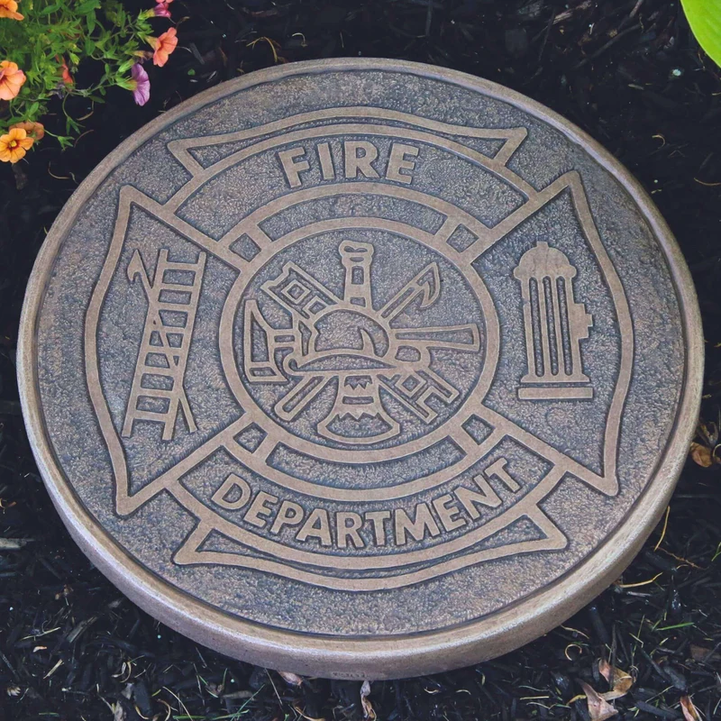 Fire Department Concrete Round Stepping Stone - Massarellis #1901