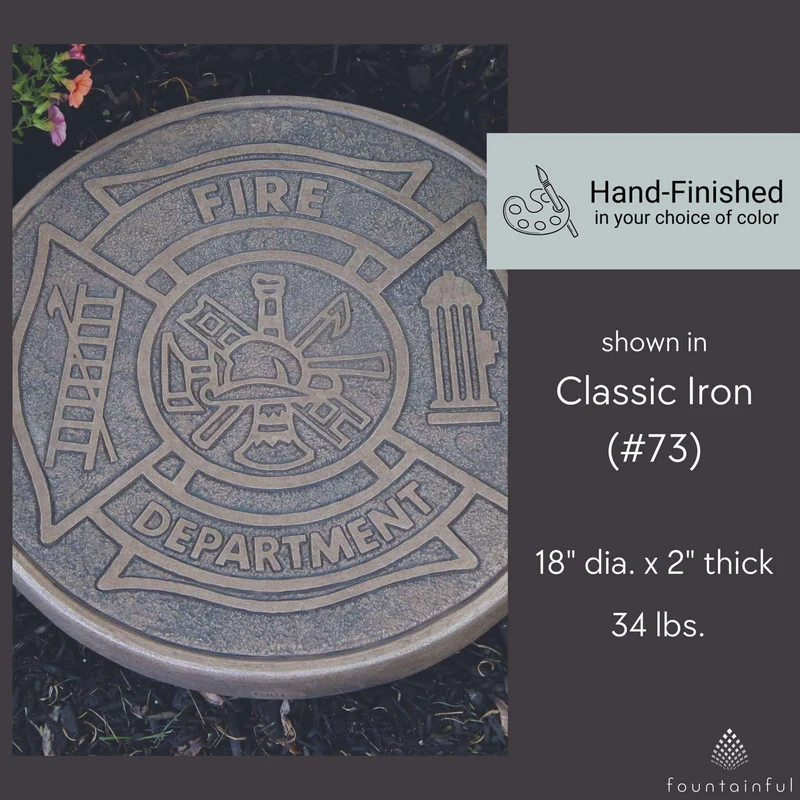 Fire Department Concrete Round Stepping Stone - Massarellis #1901