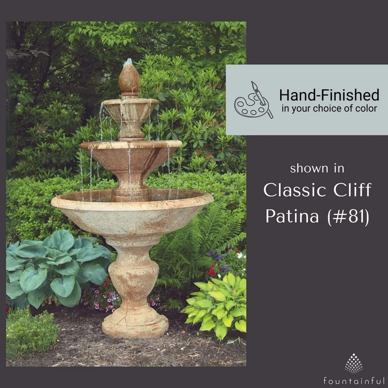 Cortona 3-Tier Concrete Fountain - Massarellis #3875