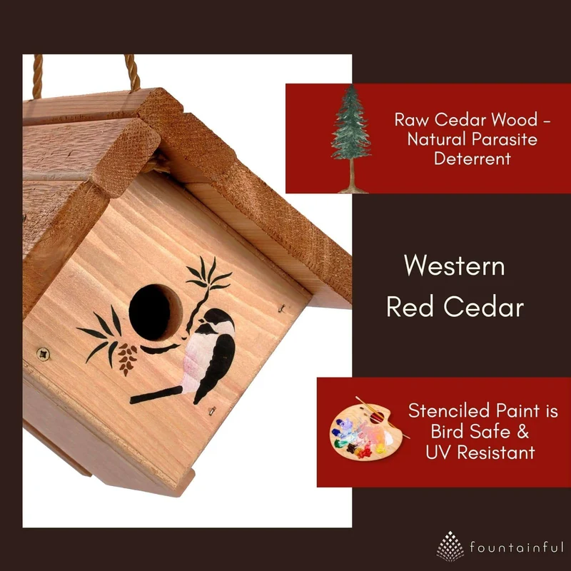 Chickadee Hanging Birdhouse - Cedar Wood | Winter Woodworks