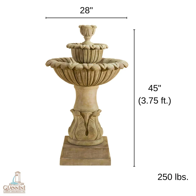 Calanthia Short Concrete Fountain - Giannini #1684