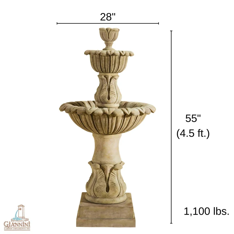 Calanthia 2-Tier Concrete Fountain - Giannini #1683