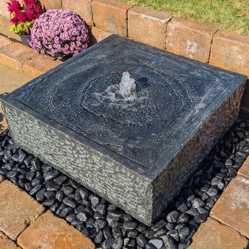 Basalt "Yoshida" Square Fountain & Pooling Block - Complete Kit - Blue Thumb
