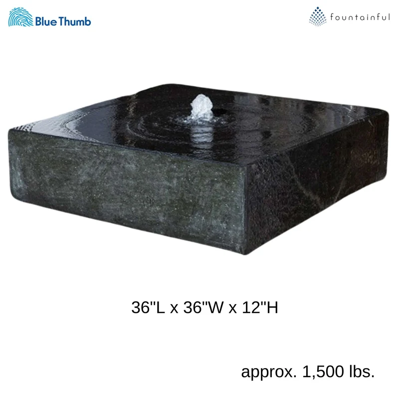 Basalt "Yoshida" Square Fountain & Pooling Block - Complete Kit - Blue Thumb