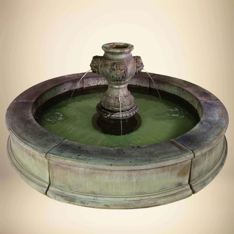 Madrid Leones w/Pond Concrete Fountain - Giannini #1806