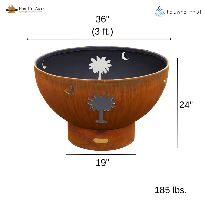 Tropical Moon Gas Fire Pit in Steel - Fire Pit Art
