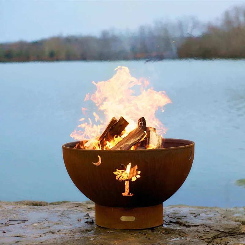 Tropical Moon Gas Fire Pit in Steel - Fire Pit Art