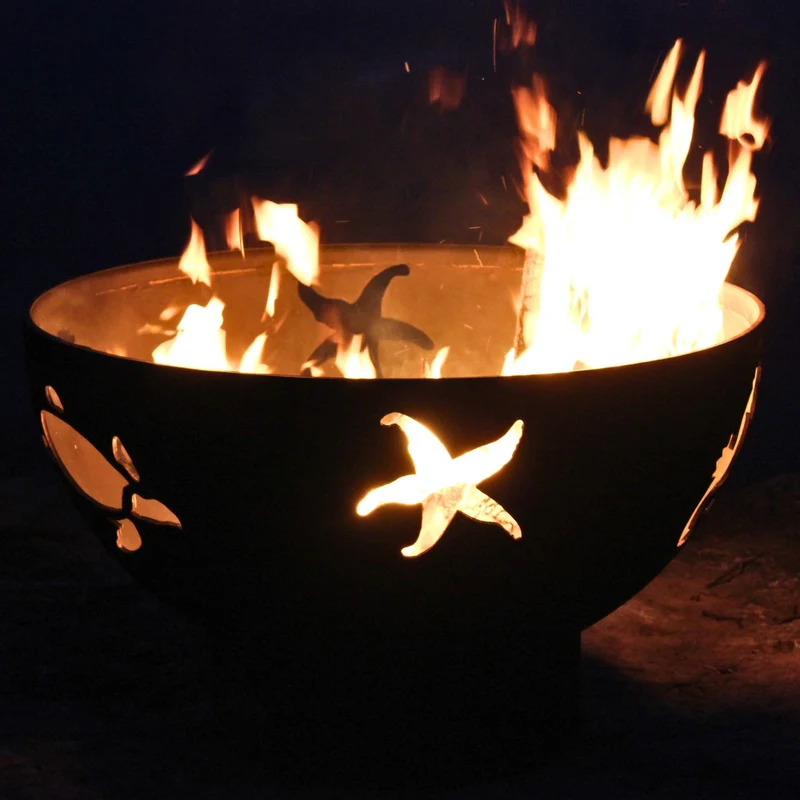Sea Creatures Gas Fire Pit in Steel - Fire Pit Art