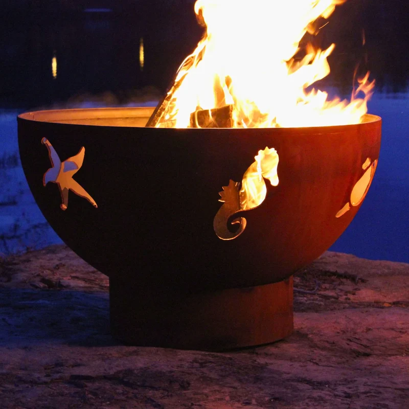 Sea Creatures Wood Burning Fire Pit in Steel - Fire Pit Art