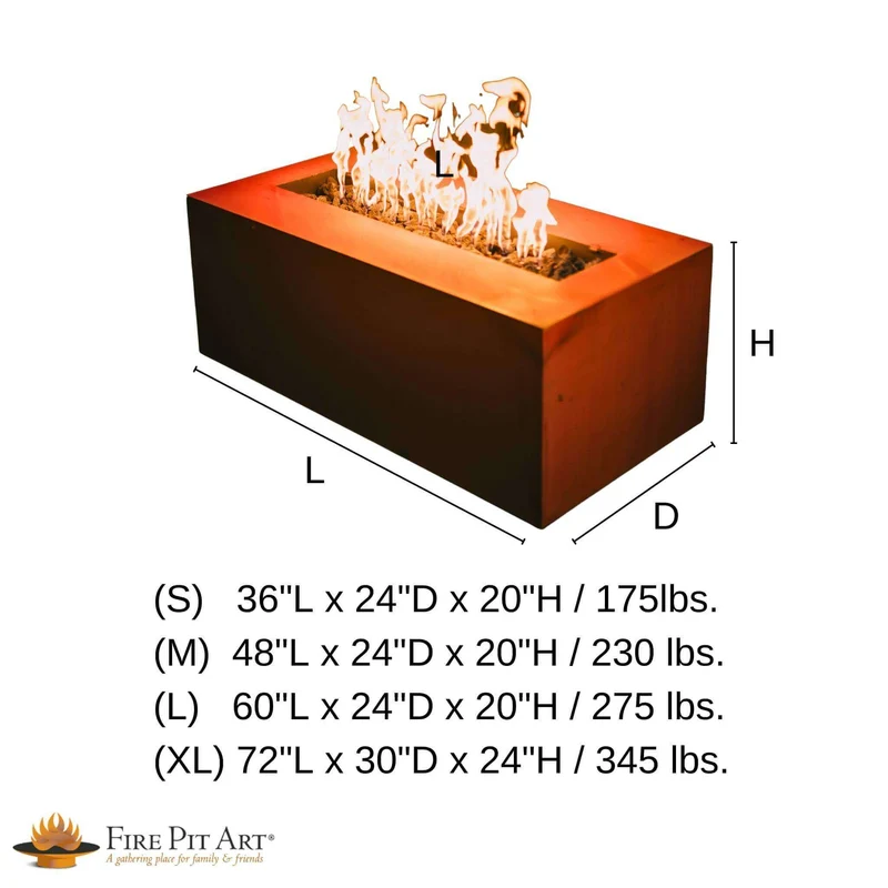Linear Series Gas Fire Pit in Steel - Fire Pit Art