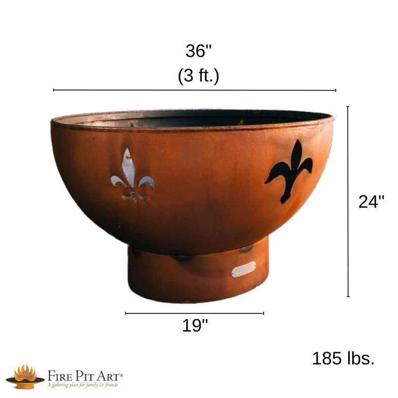 Fleur de Lis Gas Fire Pit in Steel - Fire Pit Art